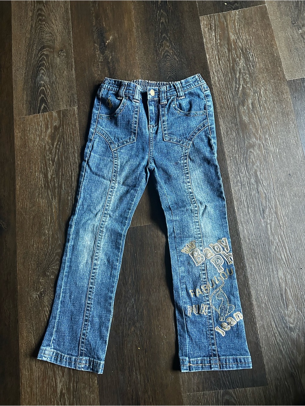 Baby Phat Girls Blue Denim Jeans with Gold Embroidered Logo